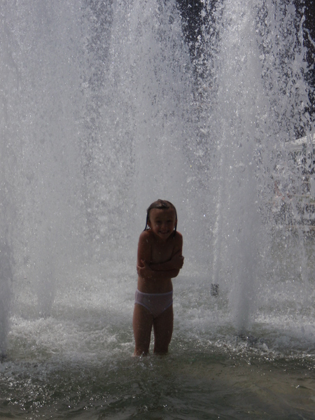 Het water van de fontein was lekker koel