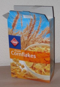 Een echte Oude Cornflakes-doos